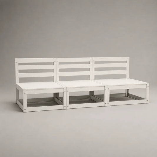 3-teiliges Gartensofa aus massivem Kiefernholz, 3-Sitzer, Weiß, 210 × 70 × 67 cm