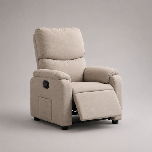 Relaxsessel mit manueller Liegefunktion, Polyester-Chenille, hohe Rückenlehne, Beige, 85 × 93 × 105 cm